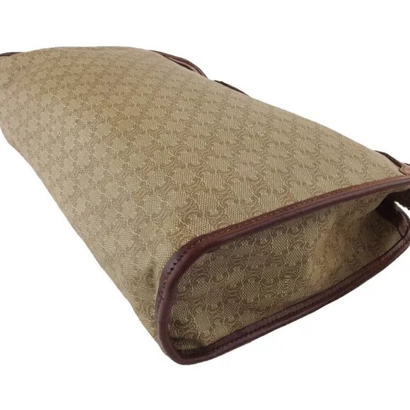 CELINE Clutch Bag Macadam Beige PVC x Leather Authentic - Picture 4 of 10